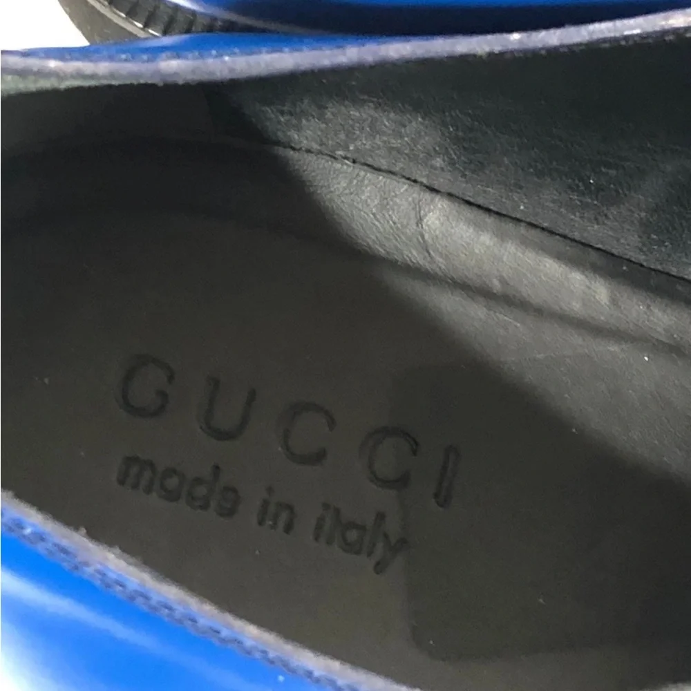 Gucci Men’s Blue Leather Cap Toe Oxford Dress Shoes Made in Italy